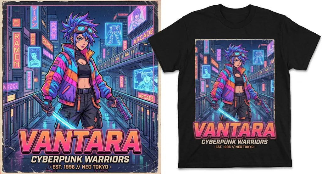Retro 90s Anime Cyberpunk Warrior T-Shirt